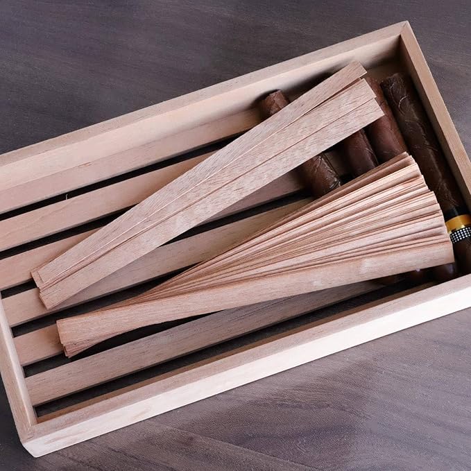 Woho 120 Packs Upgrade Spanish Cedar Wood Spills Strips Sticks for Cigar Lighting, Spanish Cedar Lighter for Cigar Humidor/Tray/Box/Case, Cigar Matches for Cigar Storage/Aging (Double Thickness 0.02")