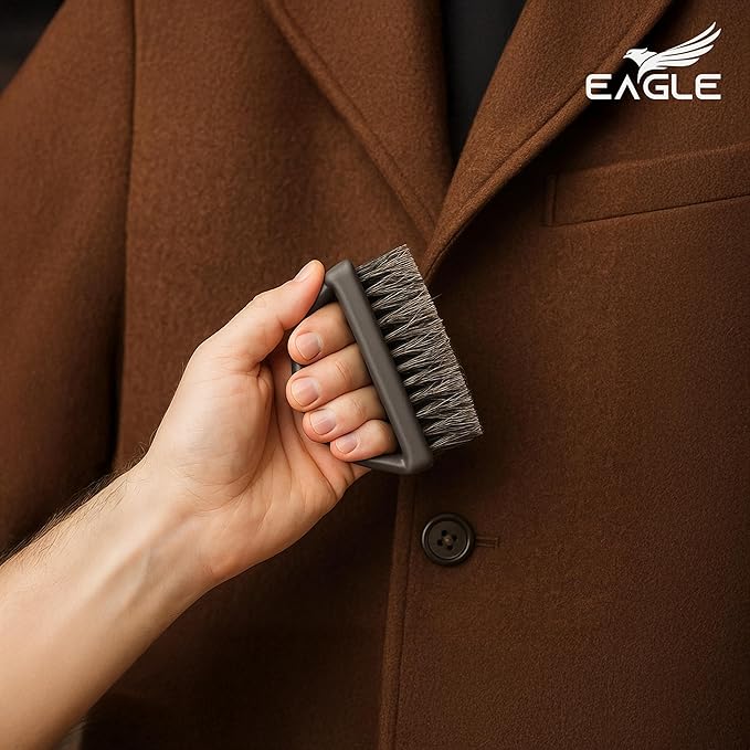 Horsehair Suit Brush for Men – Premium Lint Remover for Wool Coats, Cashmere, Sweaters & Garments – Reusable Clothes Brush for Collars, Sleeves & Travel – Gentle Fabric Brush for Blazers & Jackets