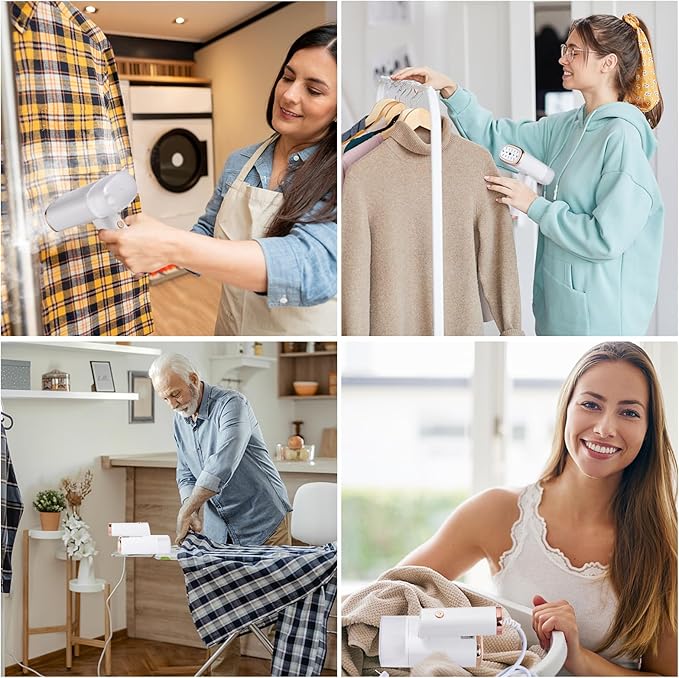 Portable Mini Ironing Machine,Travel Mini Steam Iron,1000W Handheld Travel Steamer Iron for Clothes,Foldable Garment Steamer,20 Second Heat-up,120ml Water Tank,with Brush,Measure Cup