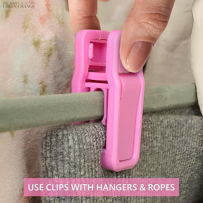 40Pcs Baby Clothes Hangers Clips for Hanging - Non Slip Hangers Clip for Clothes Pant Clips for Hangers Plastic Finger Clips - Skirt Hangers Pink Clips Small Clips for Hangers Plastic Towel Clip