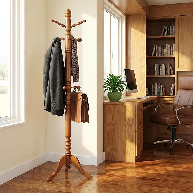 Cortesi Home Rachel Wooden Swivel Coat Rack, Oak