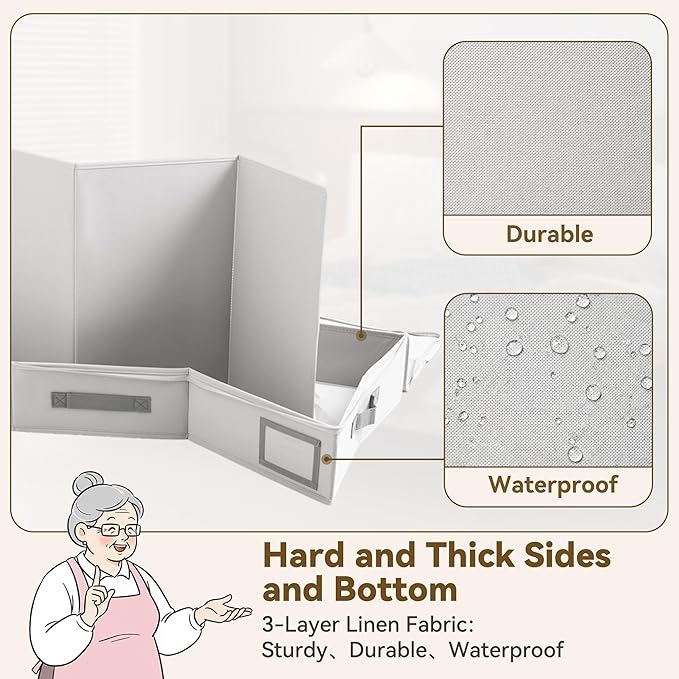 GRANNY SAYS 4.5-Inch Foldable Underbed Storage Box with Lid, Sturdy Frabic Organizer with Reinforced Bottom for Clothes, Shoes, Low-Profile Underbed Container for Bedroom, Closet,2 Pack, Grey