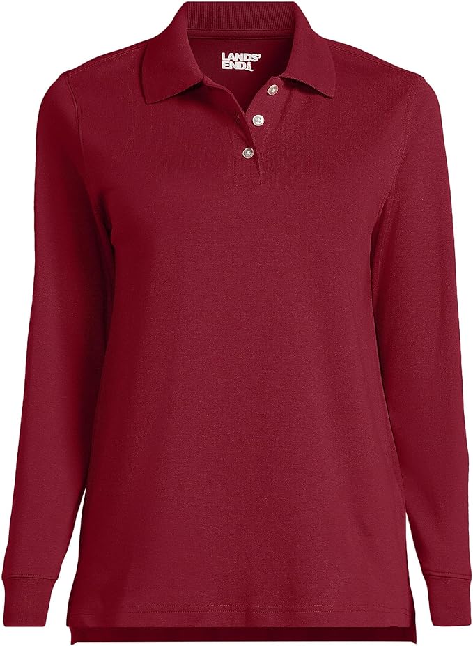 Lands' End School Uniform Kids Long Sleeve Interlock Polo Shirt
