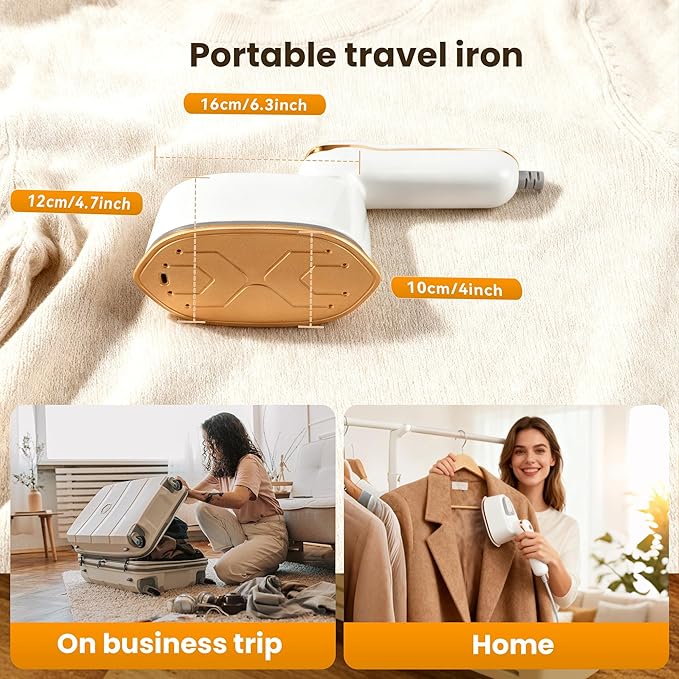 Portable Clothes Steamer 140x80mm Ceramic Glaze Panel Iron LCD 120ml Water Tank 1100W & 15s Fast Heat Up 4-speed Steamer for Clothes of all Fabrics Dry&Wet Iron for Home Travel Business Trip
