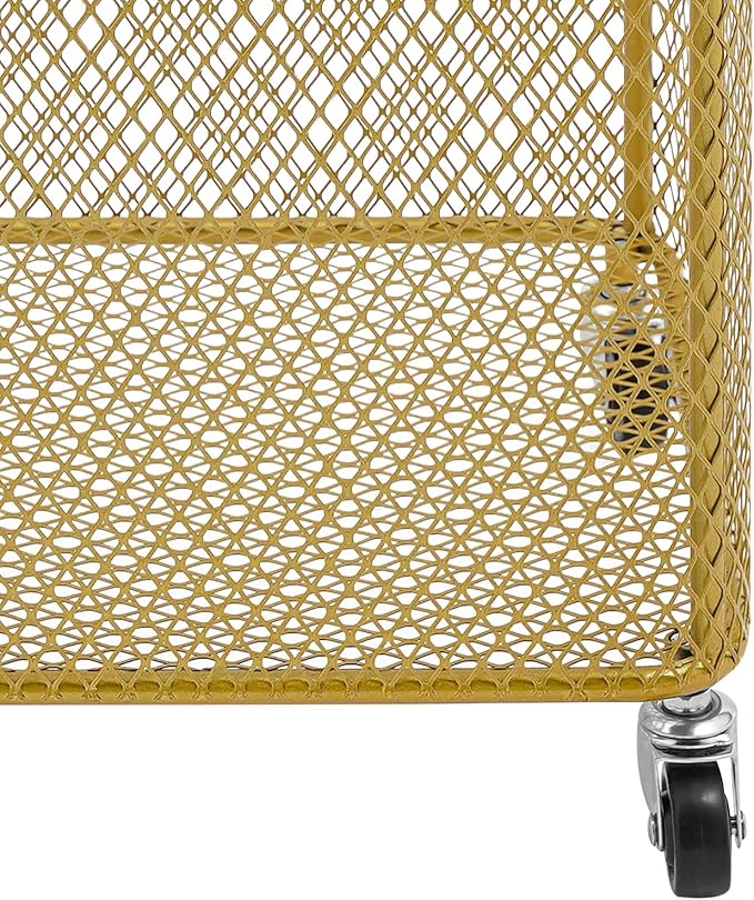 Wire Metal Rolling Laundry Basket On Wheels,Mesh Wire Laundry Basket Storage Cart for Bathroom Bedroom Dirty Clothes Storage (A)