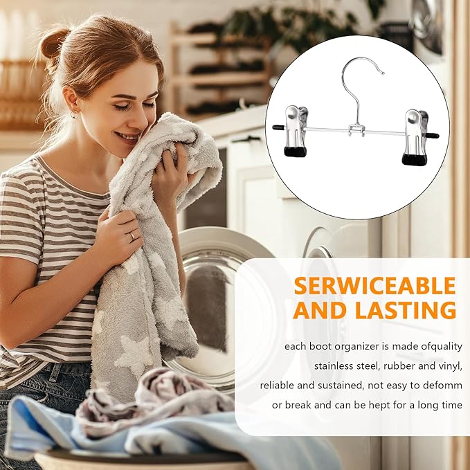 30 PCS Steel Boot Hangers with 2 Adjustable Clips Multifunctional Hangers Travel Portable Hanging Clips Heavy Duty Clothespins Bulk Boot Organizer for Handbags Clothes Laundry Home Socks Hat