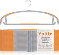 Yolife Plastic Clothes Hangers 50 Pack with Non-Slip Pads, 17.5" L × 8.3" H Heavy Duty Hanger with 360° Swivel Metal Hook, Slim Space Saving Hangers for Closet Organizer, Gray & Orange