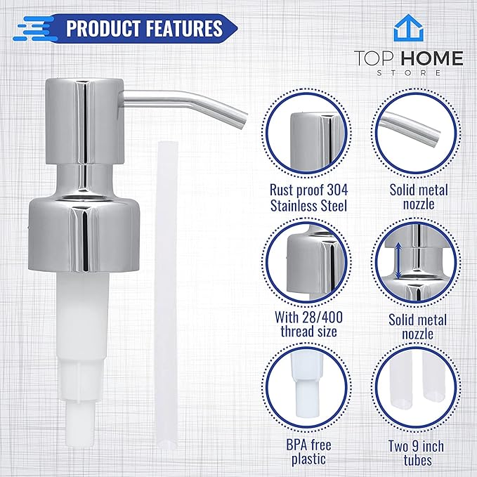 Bathroom Countertop Soap Dispensers (Chrome, 4 Pack)