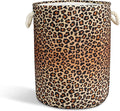 Leopard Print Laundry Basket with Handles Collapsible Laundry Hamper Waterproof Toy Organizer Funny Dirty Clothes Hamper for College Dorm Bathroom Bedroom