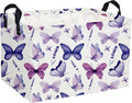 Rectangular Butterfly Baskets Girls Basket Kids Storage Bins Girls Storage Bin Organizer Box Room Decor for Home(Purple Butterfly)