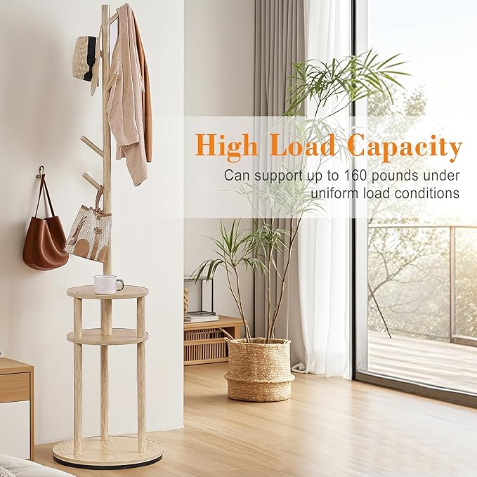 VECELO Coat Rack Freestanding, Entryway Hanger Stand, Umbrella Holder