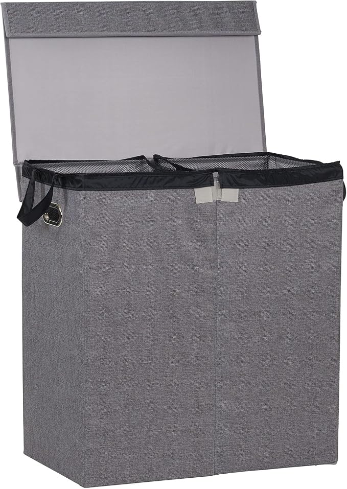 Household Essentials Collapsible Laundry Sorter with Lid, Gray