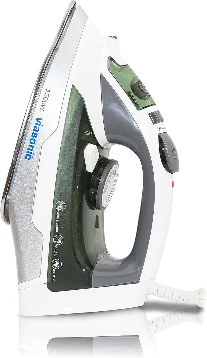 Elite 1500W Steam Iron - Anti-Drip & Self-Cleaning, Anti-Calcium, Vertical Steam - Stainless Steel Soleplate - XL 300ML Tank - Steam, Spray, Dry - ETL Listed by Unity