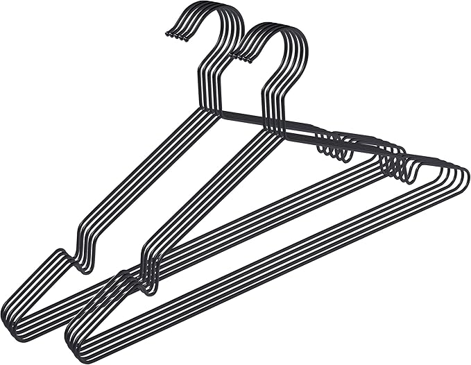 pamo Black Metal Clothes Hangers - 5,10 or 20 Stainless Steel Black Hangers 16.5"- Coated, Scratch- and Rust-Resistant - Space Saving Clothes Hanger