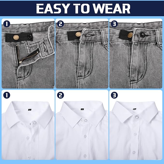 Extender Button Set Includes Elastic Waist Button and Comfy Collar Extender for Clothing Supplies