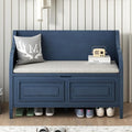 42" Rustic Storage Bench Entryway Bench Shoe Cabinet Ottoman with Safety Hinge, Removable Seat Cushion & Hidden Storage Space for Hallway Entryway Living Room Mudroom End of Bed (Antique Navy)