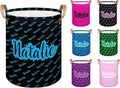 Personalized Laundry Basket, Custom Gift Laundry Hamper, Collapsible Nursery Waterproof Laundry Baskets, Dirty Clothes Toy Hamper with Handles Name Black Blue