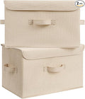 GRANNY SAYS Stoarge Basket with Lid, Decorative Storage Boxes, Closet Storage Bins for Clothes, Collapsible Stackable Organization, IKhaki, 2-Pack