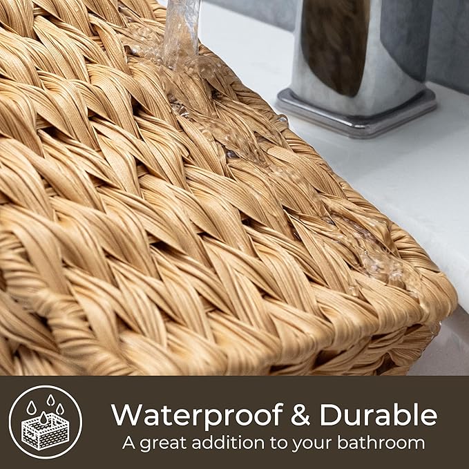 GRANNY SAYS Wicker Storage Basket for Shelves, Large Wicker Basket with Handles, Trapezoid Woven Baskets for Storage, Decorative Baskets for Home Decor, Natural