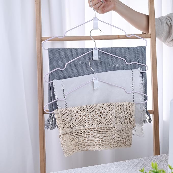 MCPINKY 50PCS Hanger Hooks, Hanger Connector Hooks Closet Space Savers for Hanging Clothes, White