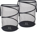Seiritex 2Pcs Mesh Popup Laundry Hamper 115L Extra Large Collapsible Laundry Basket Foldable Clothing Storage Basket with Handles No Lid 26 H x 18 W x 18 L (Black)