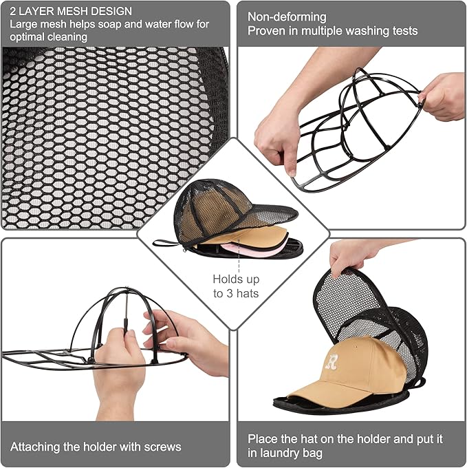 Hat Washer Cage for Washing Machine, Hat Washer Cage，Baseball Cap Washing Cage,Cleaning and Protecting Hats in Dishwasher