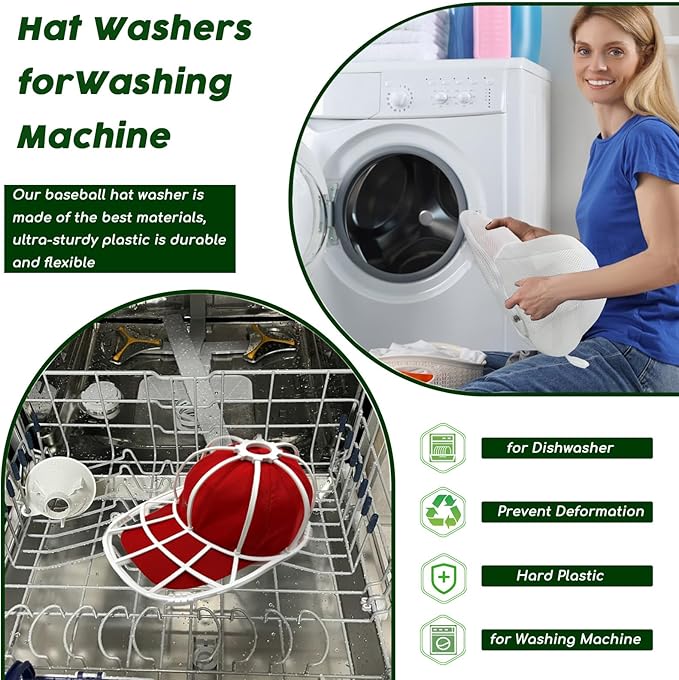 Hat Washer Cage for Washing Machine, Cap Washer with Mesh Bags Baseball Caps Cleaner/Cleaning Protector Cage