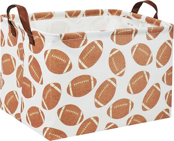 Rectangular Football Basket Kids Storage Basket Baby Boy Basket Kids Storage Bin Organizer Box Boys Room Decor for Home(Football)
