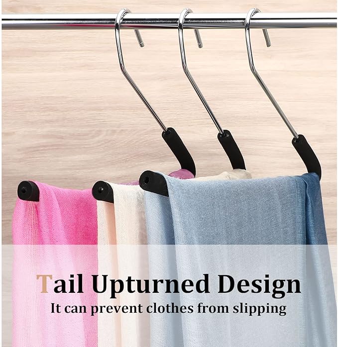 Open Ended Padded Pants Hangers Non Slip Foam Sponge Coated Pant Hangers for Men and Women Plating Anti Rust Chrome Metal for Closet Jeans Slacks Towel Skirt Organizer, Black(40 Pack)