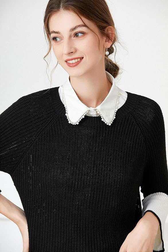 YAKEF Lady Half-Shirt Blouse Detachable Lace Chiffon Fake Collars Dicky Collar Faux Collar