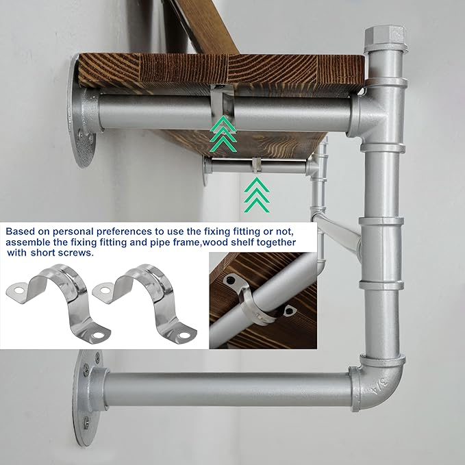 WEBI Wall Mounted Clothes Rack with Shelf,41.3" Industrial Pipe Clothing Rack with Shelf with Hanging Rod,Heavy Duty Iron Garment Rack Bar,Retail Display Clothes Rod for Laundry Room,Closet,Silver