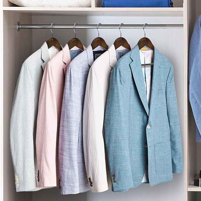 JS Hanger Wooden Coat Hangers, 20 Pack High Grade Wood Suit Hangers with Non Slip Pant Bar - Extra Smooth and Splinter Free Retro Finish