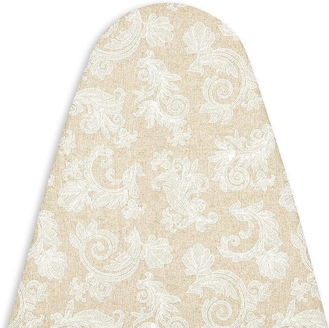 Encasa XO Ironing Board Cover with 4mm Extra Thick Felt Pad for Steam Press – Beige - (Fits Standard Boards of Large, 54"x15") Elastic Fitting, Heat Reflective, Protective