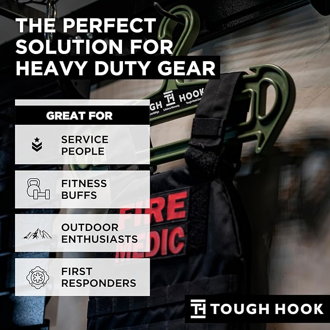 Tough Hanger XL - A Beast of a Hook – American Made ABS Resin, X-Large | Police Gear, Scuba Gear & Dive BCD – 180-lb Cap Wetsuit DuraResin with Built in Carry Handle,The Indestructible Hanger,1 Gray