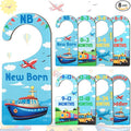 Baby Closet Dividers 8PCS, Transportation Themed Wooden Double-Sided Clothes Size Hanger/Organizer from Newborn to Toddler for Nursery Decor Baby Shower Birthday Gender Reveal Party Gift