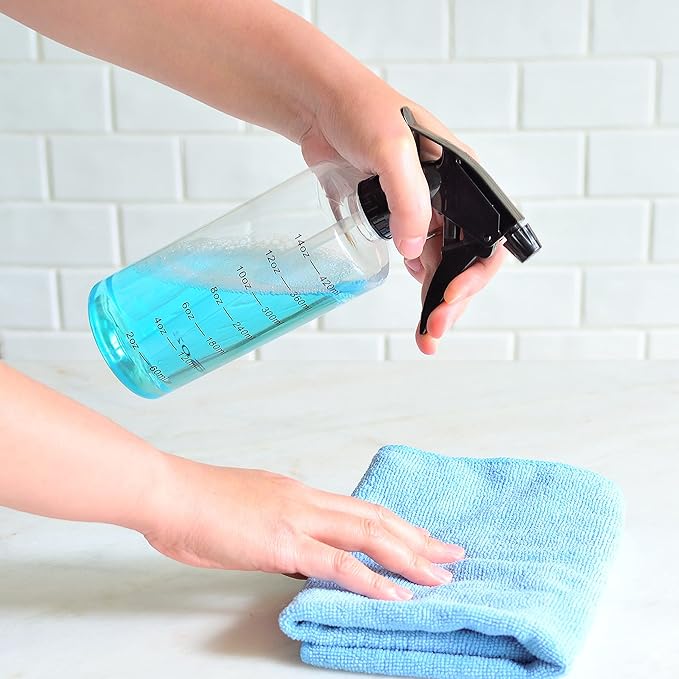 Youngever 5 Pack 16 Ounce Empty Plastic Spray Bottles, Spray Bottles for Hair and Cleaning Solutions (Black Sprayer)