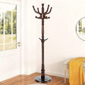 Freestanding Coat Rack with 11 Hooks, Sturdy Wooden Hall Tree for Entryway, Heavy-Duty Disc Base for Hats, Jackets, Bags, Easy Assembly for Bedroom, Hallway, Office