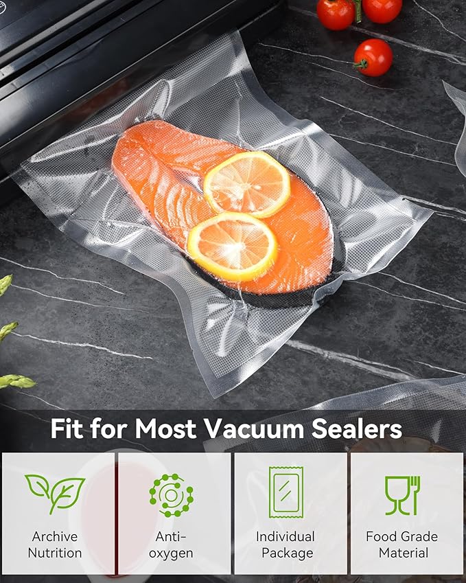 AENTGIU 400 Vacuum Sealer Storage Bags, 8x12 Inch Seal a Meal Bags, BPA Free Quart Bags, Compatible with All Heat Vacuum Sealers Machine, Heavy Duty, Ideal for vac storage, Meal Prep or Sous Vide