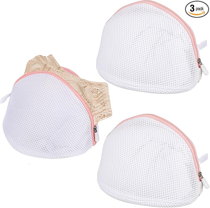3Pcs Bra Wash Bags, Large Bra Laundry Bags for Washing Machine, Underwear Brassiere Bag Set for Washing Machine With Zipper Women Delicates (A to D Cups)