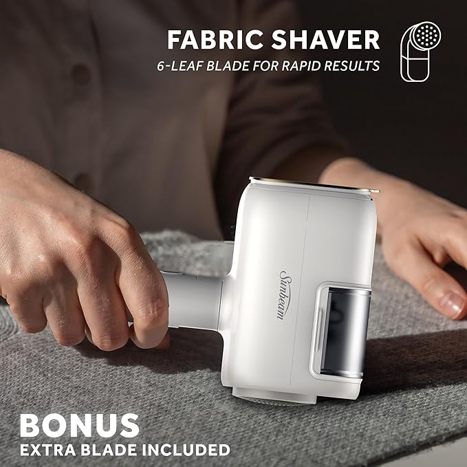 Sunbeam ReviveSystem 3-in-1 Steam, Iron & Fabric Shaver – 1000W, Ceramic Soleplate, Lint Remover, Vertical/Horizontal Use, 6-Leaf Blade, 3oz Tank, Quick Heat-Up, Compact, 3-Year Limited Warranty