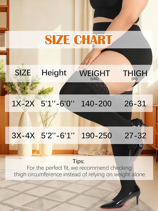 Plus Size Thigh High Socks for Women Fleece Lined Extra Long Over the Knee Stockings Leg Warmers Boot Socks