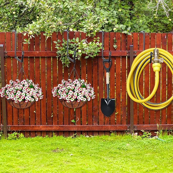 Vinyl Coated Heavy Duty Large Hooks for Hanging,Rafter Hanger Hook,Garage Bike Hooks,Ladder Hooks Storage Organizer,Large Object,Tools,Hose,Ropes and Pool Equipment Hooks Black 4 Pack