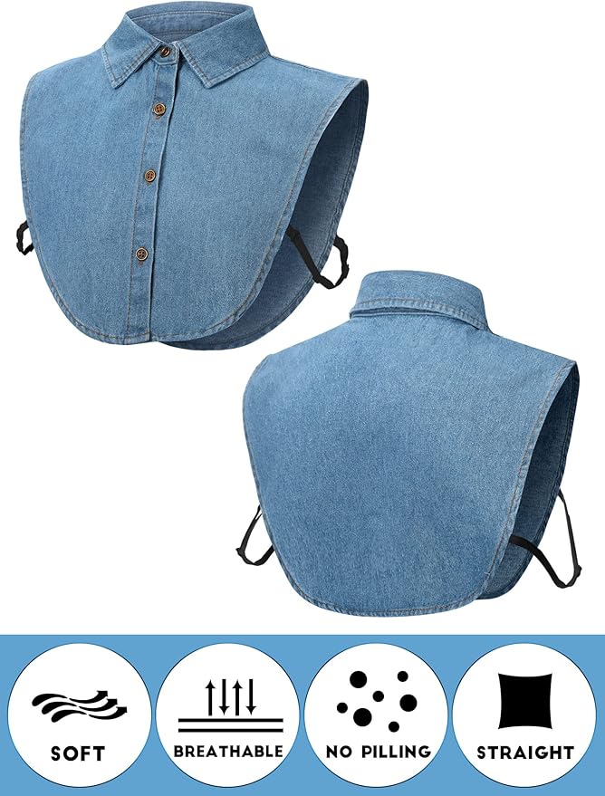 Syhood 4 Pcs Fake Collar Detachable False Dicky Collar Half Shirts Round for Women Outfits Halloween Costume Accessories