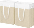 Stero Fabric Laundry Hamper 2 PACK, 75L Large Laundry Basket with Handles, Collapsible Dirty Clothes Hamper for Laundry Dorm, Bedroom, Bathroom, White&Beige
