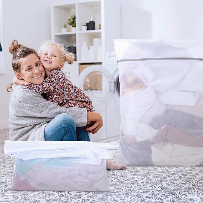 8 Pieces Extra Large Mesh Laundry Bags Large Mesh Wash Bags Delicates Bag and Zipper Laundry-Bag Blanket Washing Bag with Zipper for Washing Blankets, Bedding, Coats, Toys