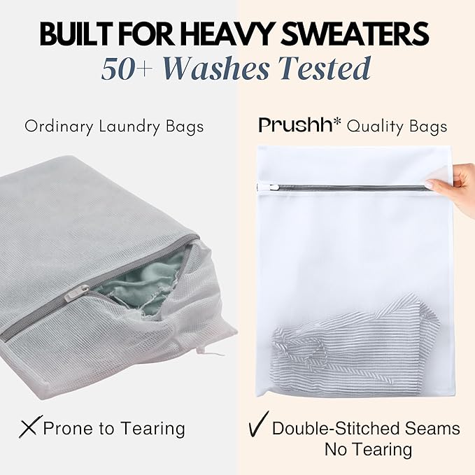3Pc Spacious Durable Mesh Laundry Bags (16x20 Inches) Protects Delicates, Fine Mesh for Uniform Wash & Dry, Auto-Lock Zipper, Washer-Friendly, For Home, Dorm or Storage, Fits Socks to Sweaters