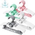 30 Pack Kids Hangers for Nursery Closet, Adjustable Non-Slip Toddler Baby Hangers with Windproof Buckle, 11-14" Infant Child Plastic Clothes Pant Hanger for Boys Girls Newborn Adult, Multi