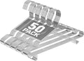 Metal Clothes Hangers Bulk 50 Pack with 2 Hooks for Pants, Heavy Duty Stainless Steel Wire Hanger with Groove, Space-Saving, Ultra Thin, 16.5 Inch, for Standard Suits, Skirts, Shirts- Silver