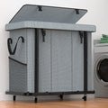 60 Gal (230L) High Grade Large Laundry Basket with Wheels, Rolling Laundry Hamper, Laundry Cart with Metal Frame and Removable Bag Design, Suitable for Laundry Room, Bedroom (Grey, 3 Section 230L)