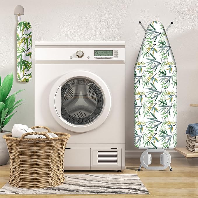 BNDX Iron Board Cover and Pad 15" x 54" for Laundry Rooms - Hotels Dorm Rooms Smooth with 2" Elastic, Even Heat Distribution Eco-Friendly Material - Serene Grove